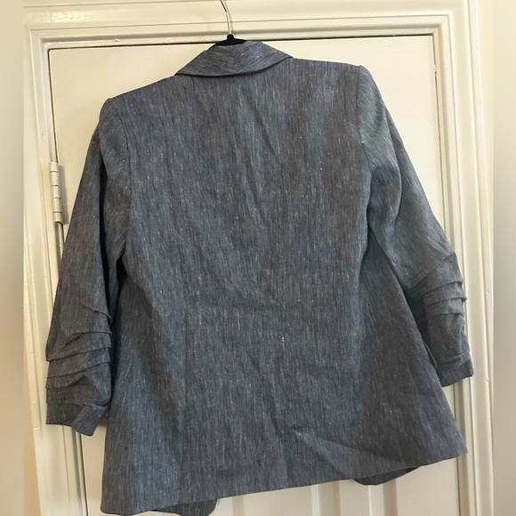 Halogen Open Front Push Sleeves Chambray Blazer Jacket Womens Sz XS Petite - Picture 6 of 6